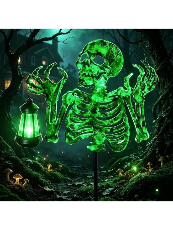 Other - Halloween Skeleton Lantern Decor Glow in The Dark Iron Skull With Fluorescent